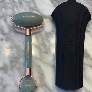 EUC Knesko Jade Facial Roller with Rose Gold Accents